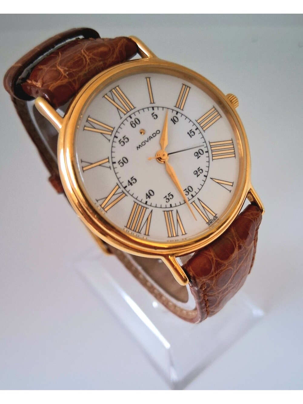 Movado 87-59-885K Gold Filled‎ Vintage Leather Watch